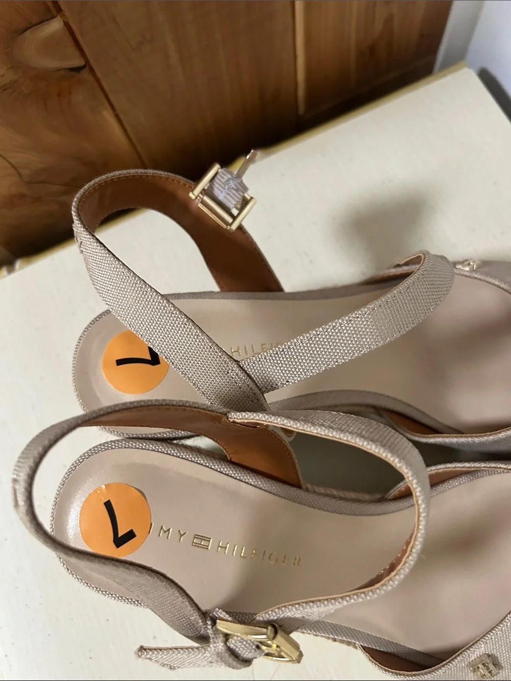 Tommy Hilfiger Neutral Beige Espadrille Wedge Sandals